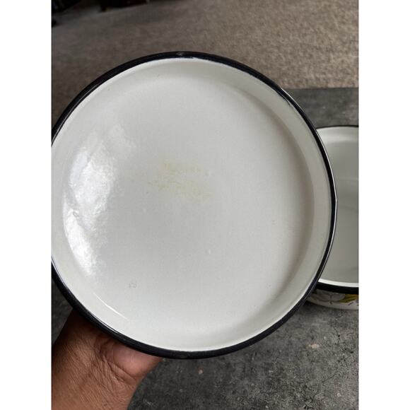 Vtg Floral Enamelware Sauce Pot w Lid 1 Qt./4 cups 1970’s - Picture 6 of 12